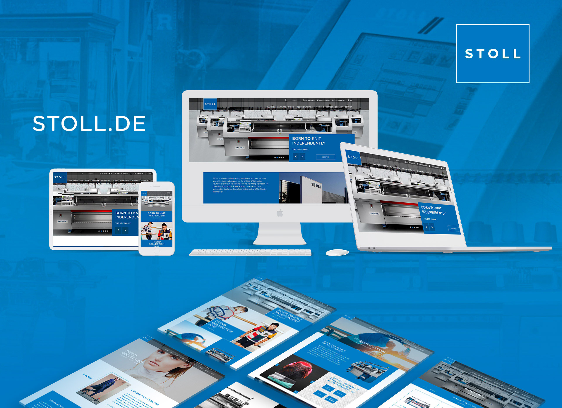 Stoll Brand Relaunch — Industry 4.0 digital interface and visual system